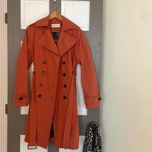 Classic Calvin Klein Orange Lined Trench Coat